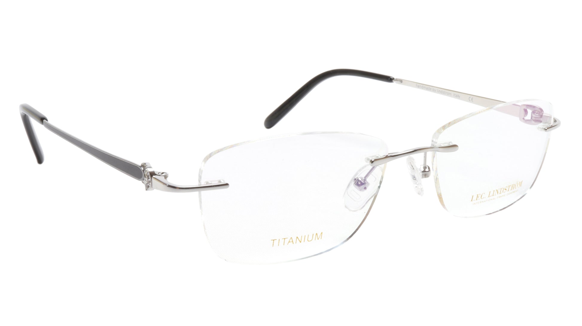 LINDSTROM L-107 C3 Eyeglasses Frame Titanium Silver Black Italy Made 53-17-138 - Frame Bay