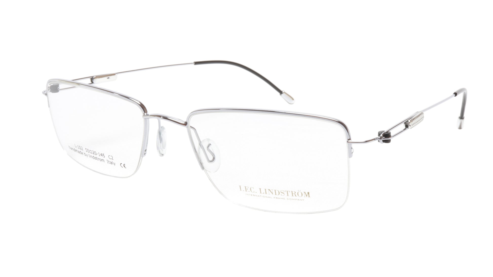 LINDSTROM L-102 C2 Eyeglasses Frame Acetate Metal Silver Black Italy 55-20-145 - Frame Bay