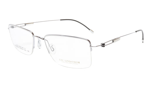 LINDSTROM L-102 C2 Eyeglasses Frame Acetate Metal Silver Black Italy 55-20-145 - Frame Bay