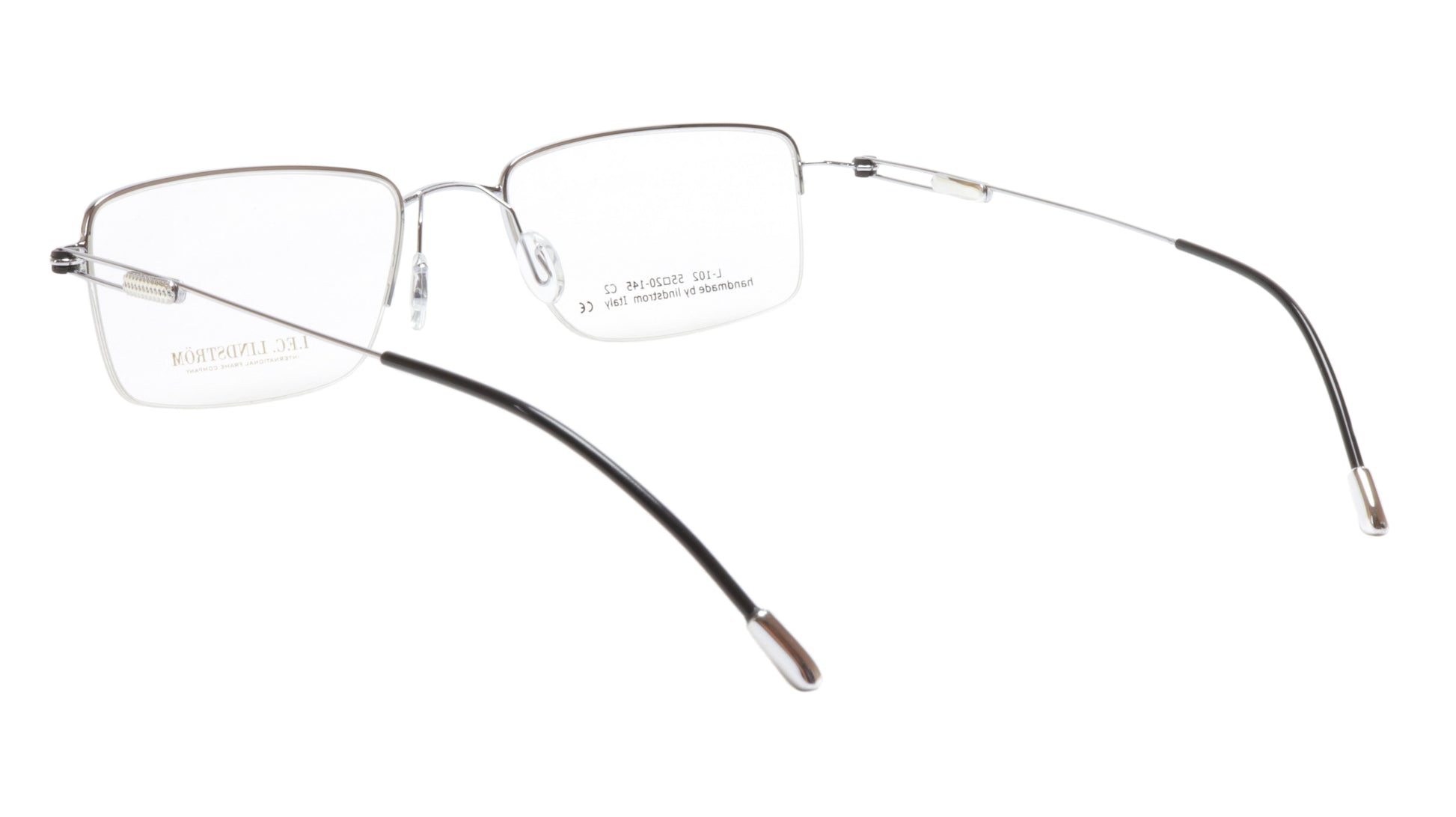 LINDSTROM L-102 C2 Eyeglasses Frame Acetate Metal Silver Black Italy 55-20-145 - Frame Bay