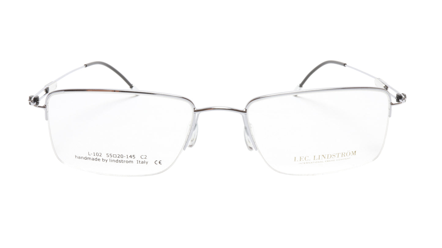 LINDSTROM L-102 C2 Eyeglasses Frame Acetate Metal Silver Black Italy 55-20-145 - Frame Bay