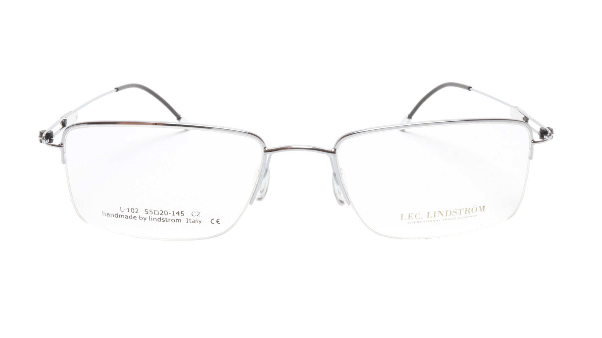 LINDSTROM L-102 C2 Eyeglasses Frame Acetate Metal Silver Black Italy 55-20-145 - Frame Bay