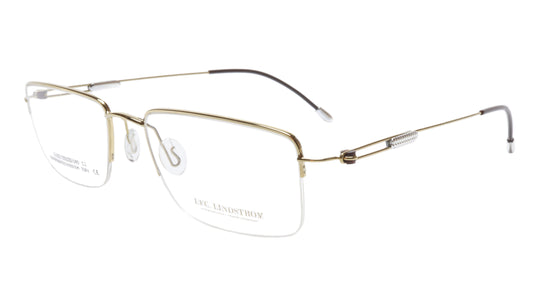 LINDSTROM L-102 C1 Eyeglasses Frame Metal Gold Black Italy Handmade 55-20-145 - Frame Bay