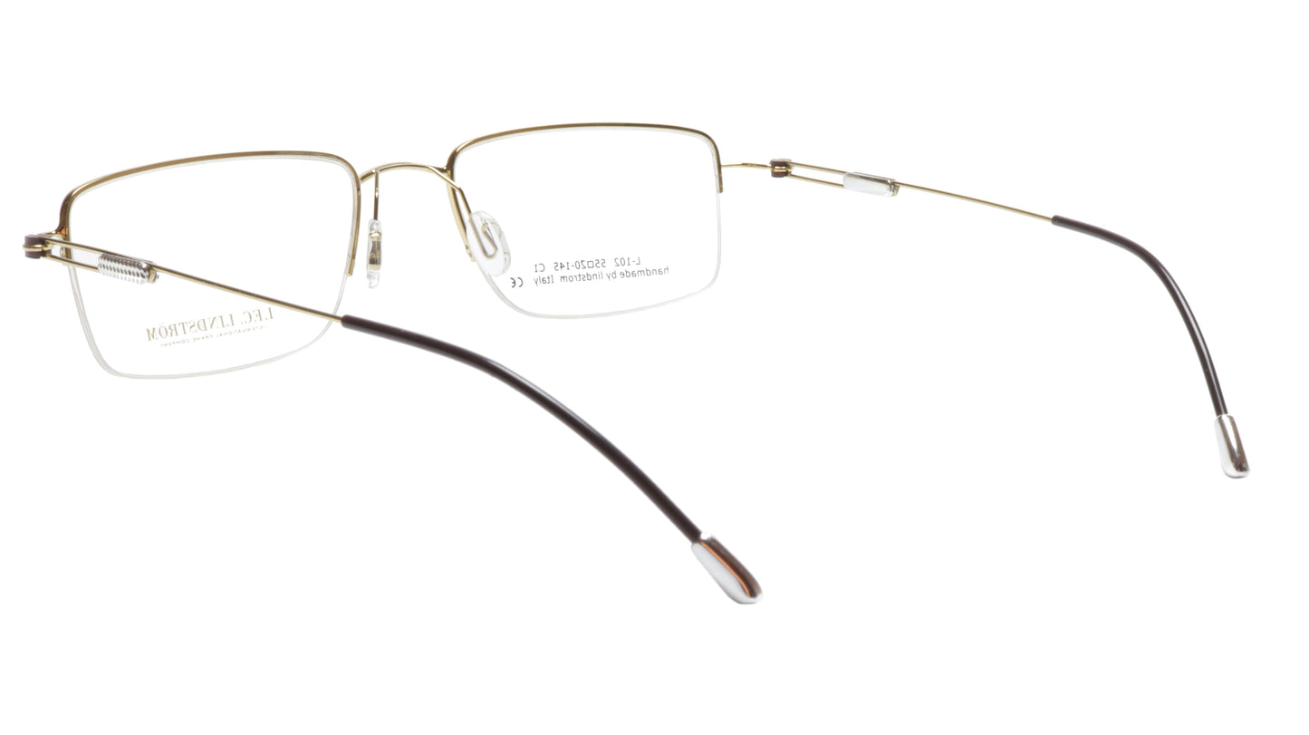 LINDSTROM L-102 C1 Eyeglasses Frame Metal Gold Black Italy Handmade 55-20-145 - Frame Bay