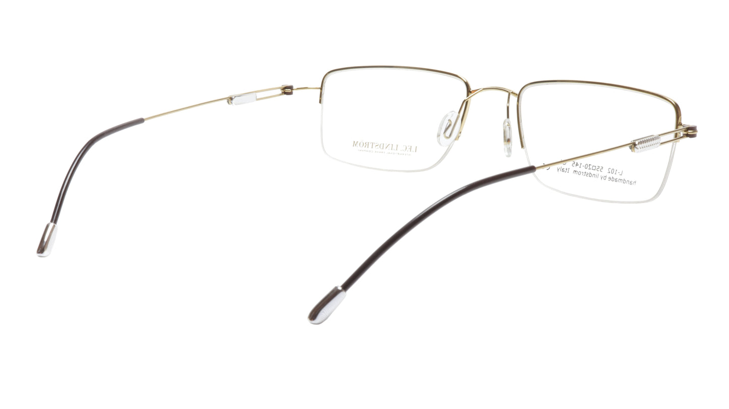 LINDSTROM L-102 C1 Eyeglasses Frame Metal Gold Black Italy Handmade 55-20-145 - Frame Bay