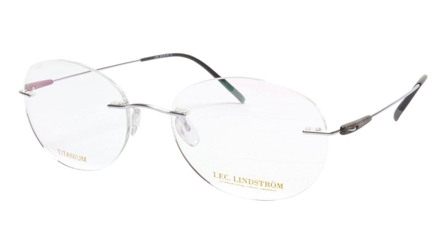 LINDSTROM L-105 C1 Eyeglasses Frame Titanium Silver Black Italy Made 53-18-145 - Frame Bay