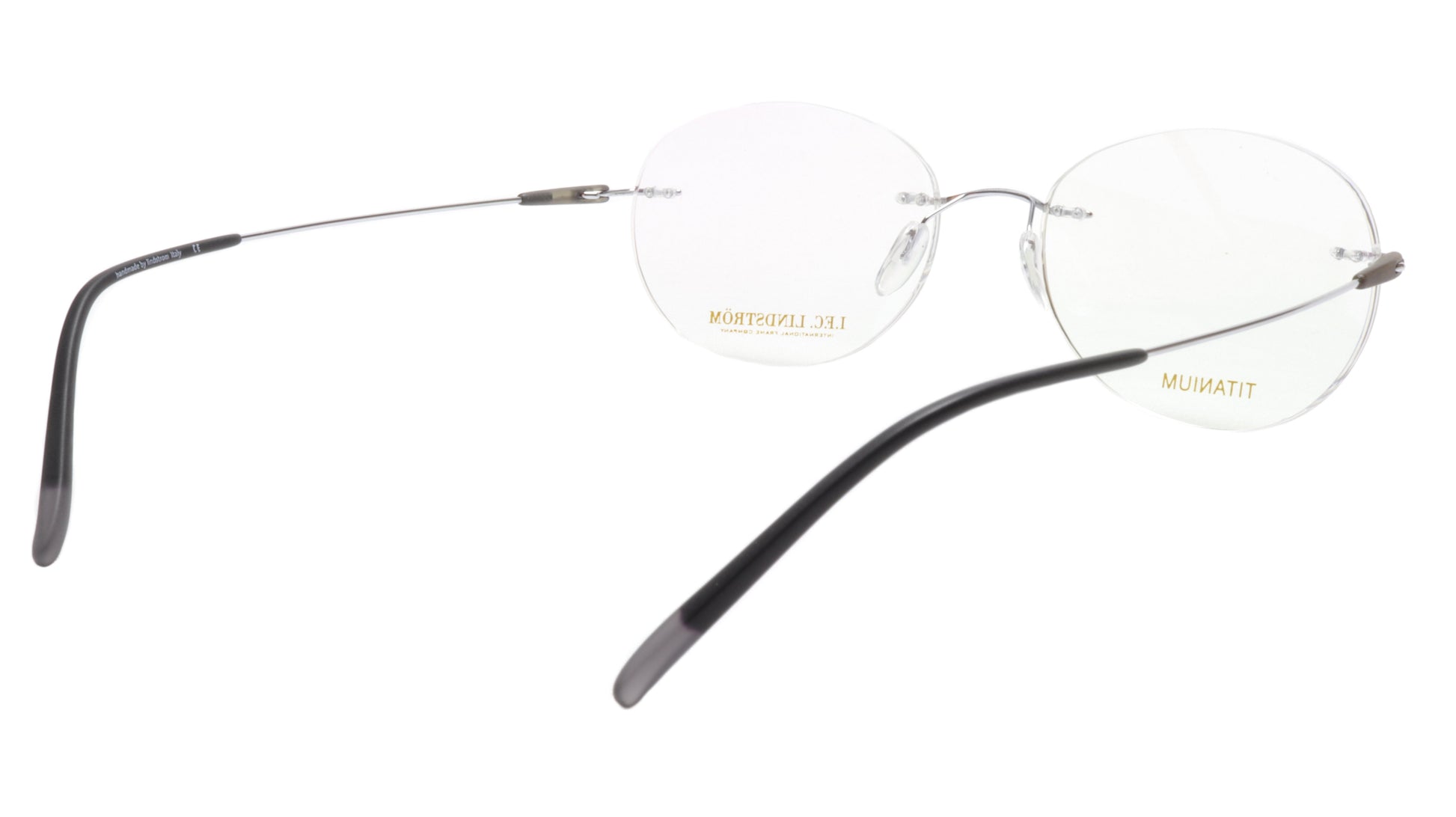 LINDSTROM L-105 C1 Eyeglasses Frame Titanium Silver Black Italy Made 53-18-145 - Frame Bay