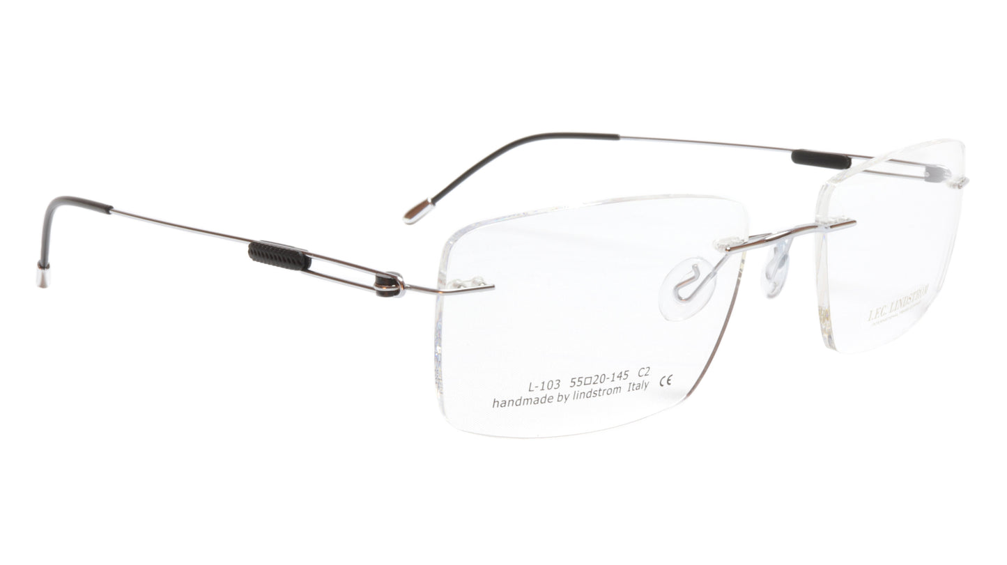 LINDSTROM L-103 C2 Eyeglasses Frame Acetate Metal Silver Black Italy 55-20-145 - Frame Bay