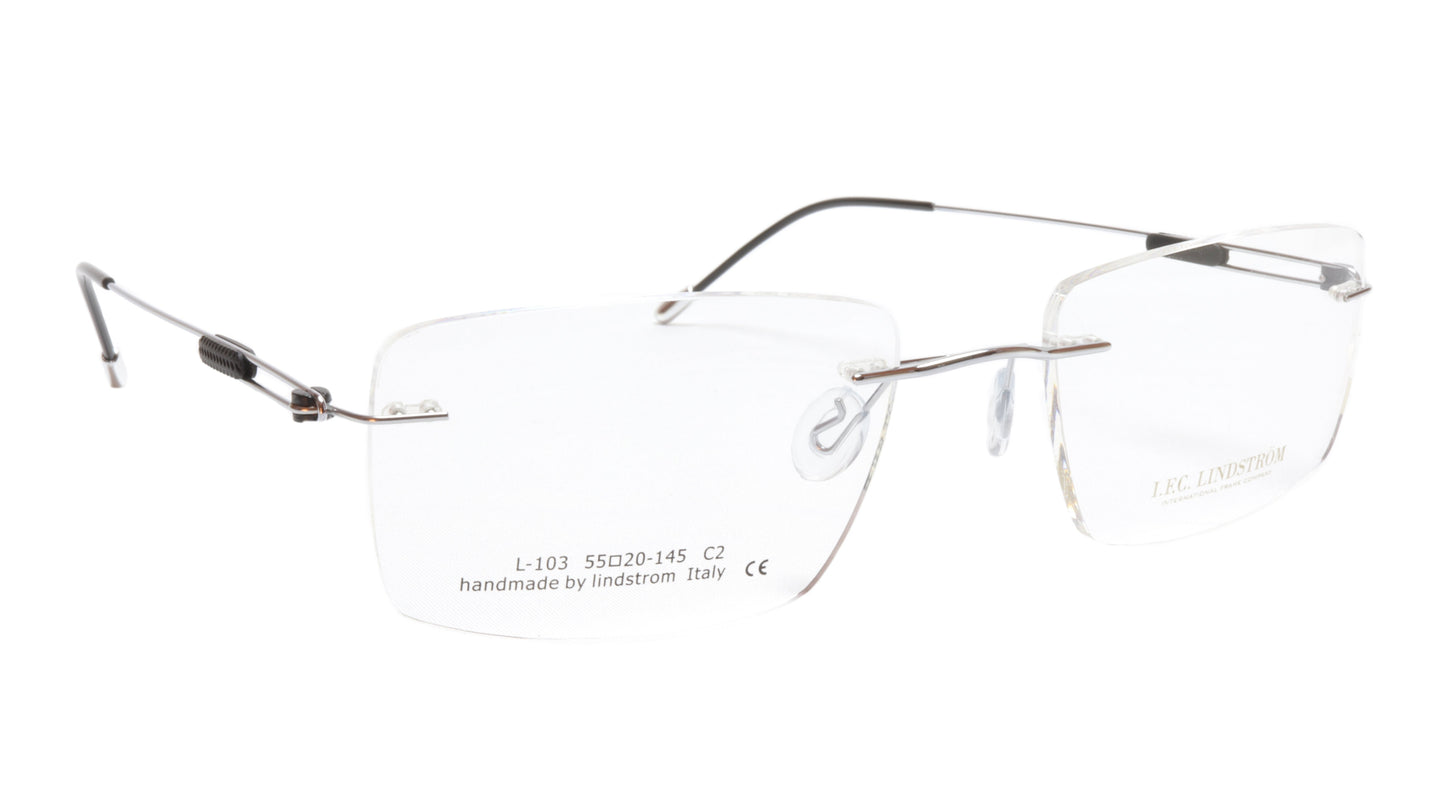 LINDSTROM L-103 C2 Eyeglasses Frame Acetate Metal Silver Black Italy 55-20-145 - Frame Bay