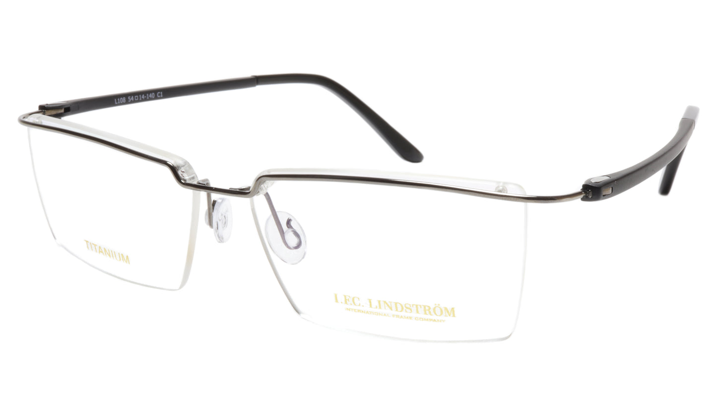 LINDSTROM L-108 C1 Eyeglasses Frame Titanium Gunmetal Black Italy Made 54-14-140 - Frame Bay