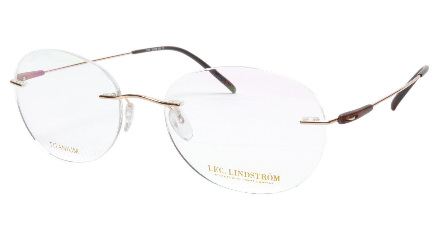 LINDSTROM L-105 C3 Eyeglasses Frame Titanium Gold Brown Italy Made 53-18-145 - Frame Bay