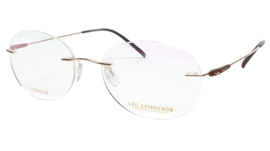 LINDSTROM L-105 C3 Eyeglasses Frame Titanium Gold Brown Italy Made 53-18-145 - Frame Bay