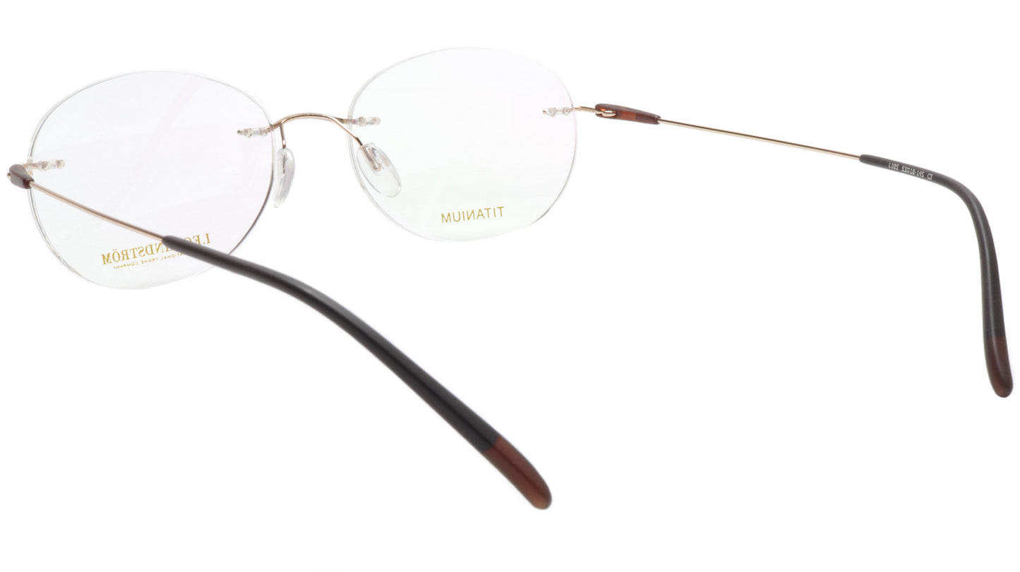 LINDSTROM L-105 C3 Eyeglasses Frame Titanium Gold Brown Italy Made 53-18-145 - Frame Bay