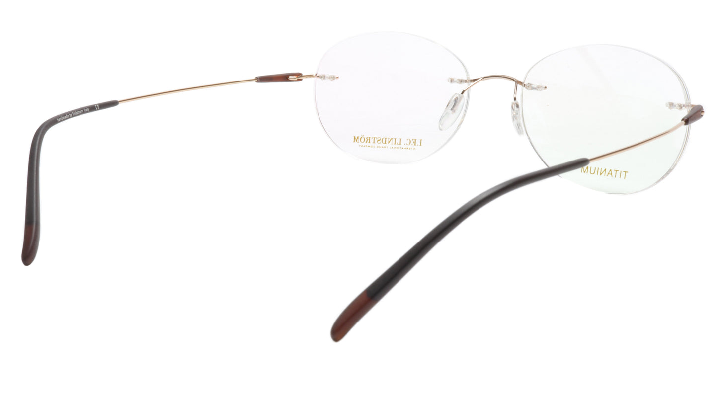 LINDSTROM L-105 C3 Eyeglasses Frame Titanium Gold Brown Italy Made 53-18-145 - Frame Bay