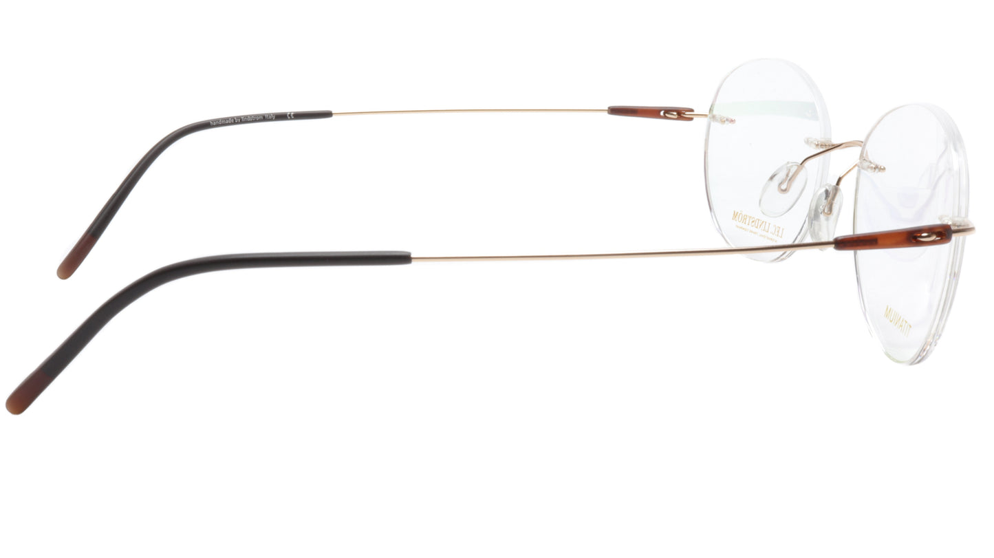 LINDSTROM L-105 C3 Eyeglasses Frame Titanium Gold Brown Italy Made 53-18-145 - Frame Bay