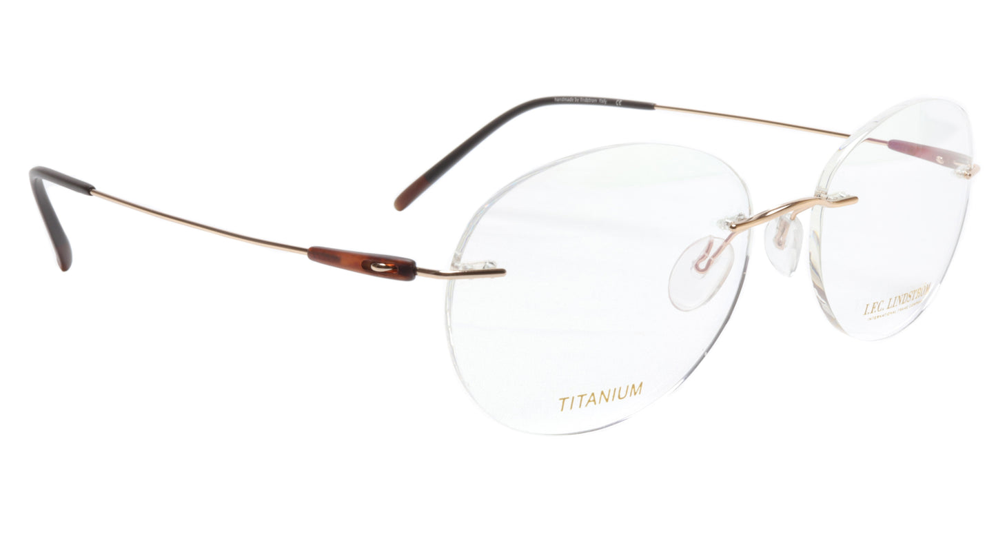 LINDSTROM L-105 C3 Eyeglasses Frame Titanium Gold Brown Italy Made 53-18-145 - Frame Bay