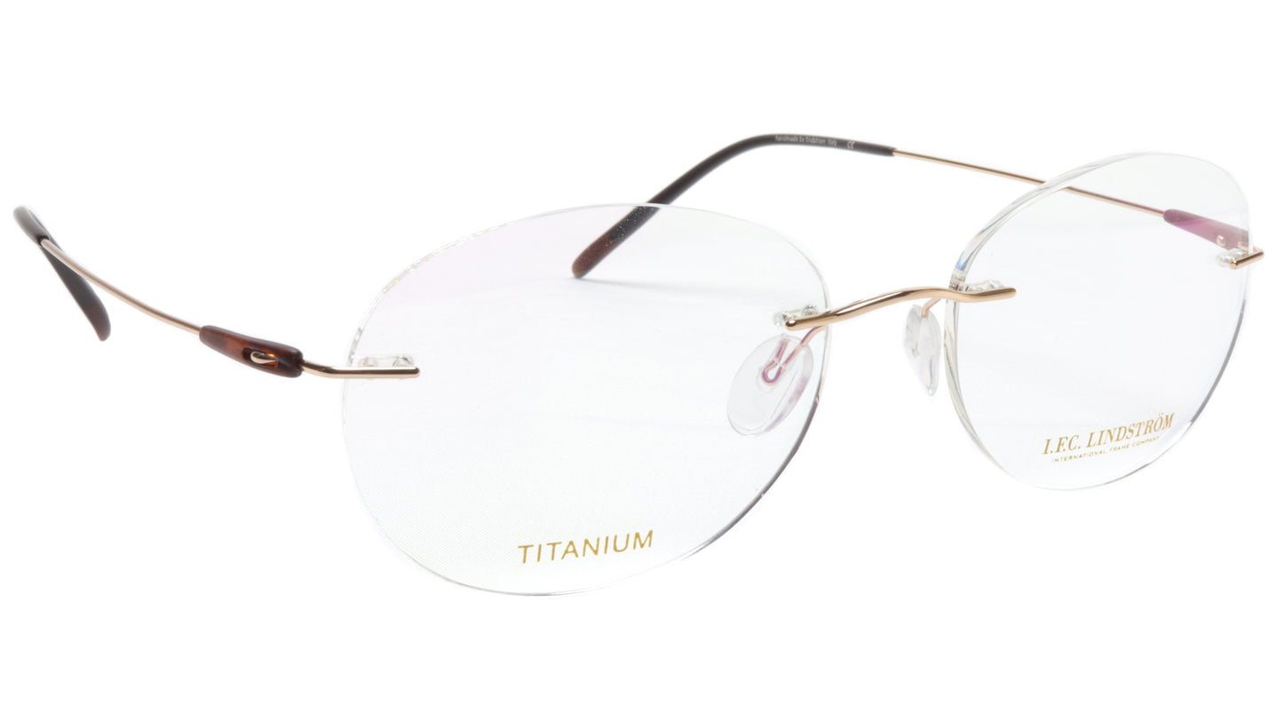 LINDSTROM L-105 C3 Eyeglasses Frame Titanium Gold Brown Italy Made 53-18-145 - Frame Bay