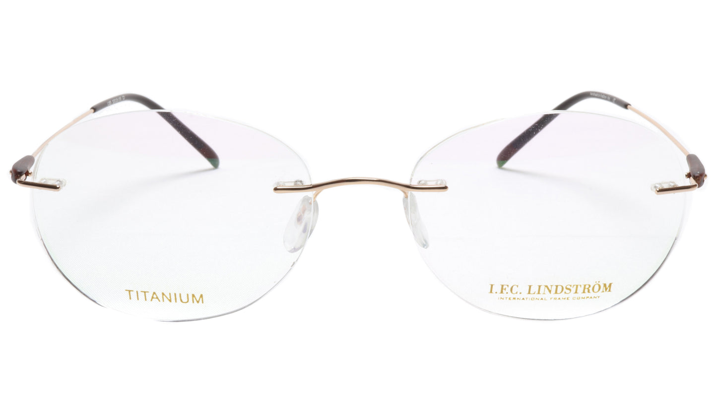 LINDSTROM L-105 C3 Eyeglasses Frame Titanium Gold Brown Italy Made 53-18-145 - Frame Bay