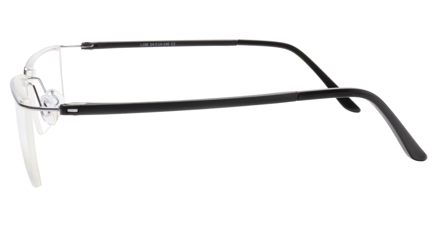 LINDSTROM L-108 C2 Eyeglasses Frame Titanium Silver Black Italy Made 54-14-140 - Frame Bay