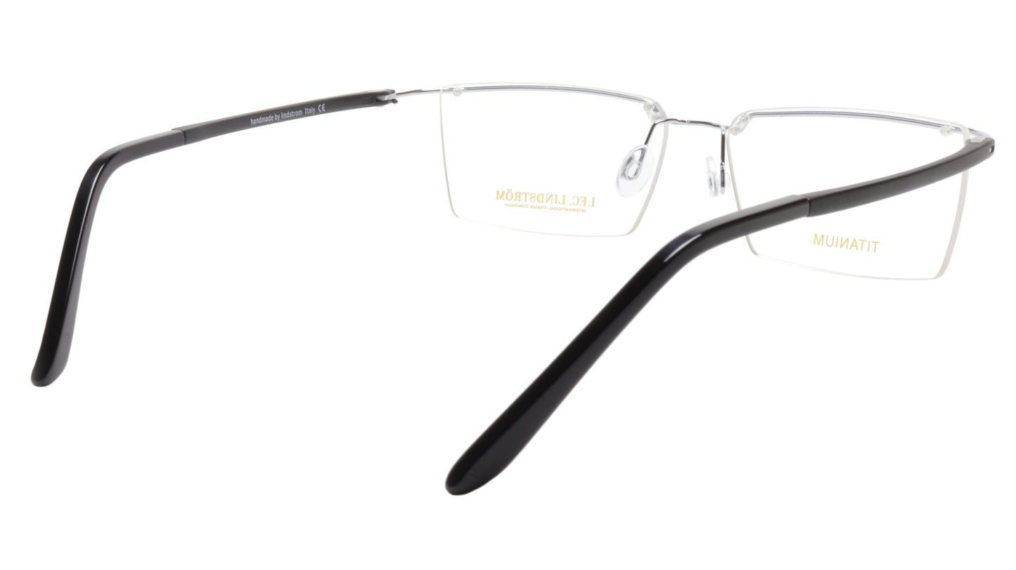 LINDSTROM L-108 C2 Eyeglasses Frame Titanium Silver Black Italy Made 54-14-140 - Frame Bay