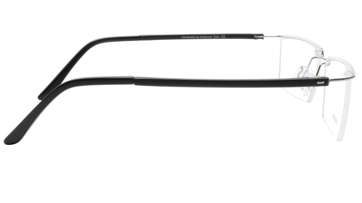 LINDSTROM L-108 C2 Eyeglasses Frame Titanium Silver Black Italy Made 54-14-140 - Frame Bay