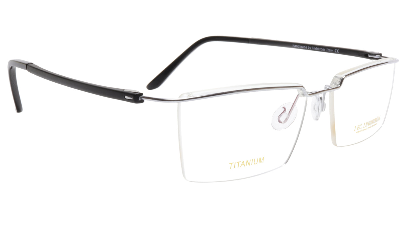 LINDSTROM L-108 C2 Eyeglasses Frame Titanium Silver Black Italy Made 54-14-140 - Frame Bay
