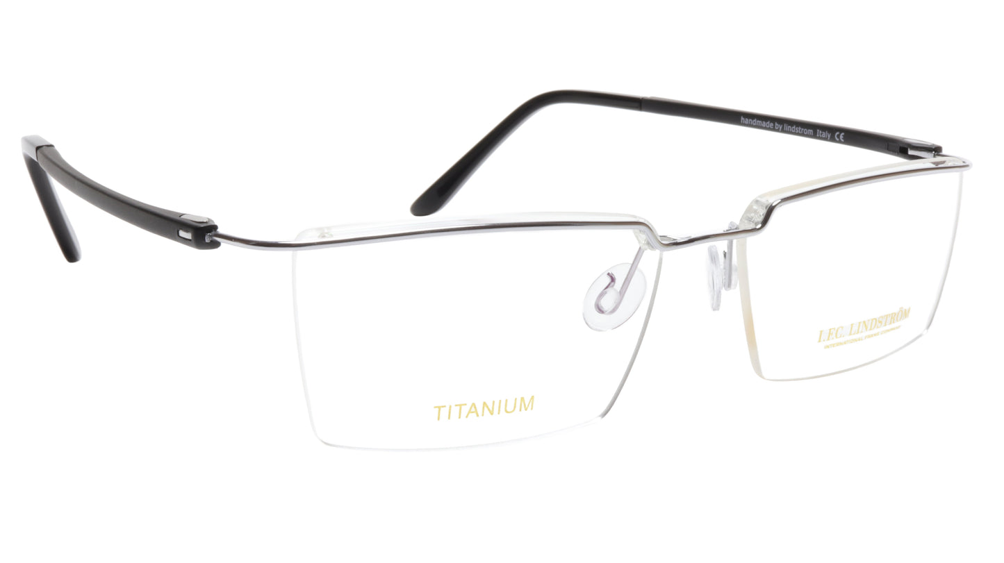 LINDSTROM L-108 C2 Eyeglasses Frame Titanium Silver Black Italy Made 54-14-140 - Frame Bay
