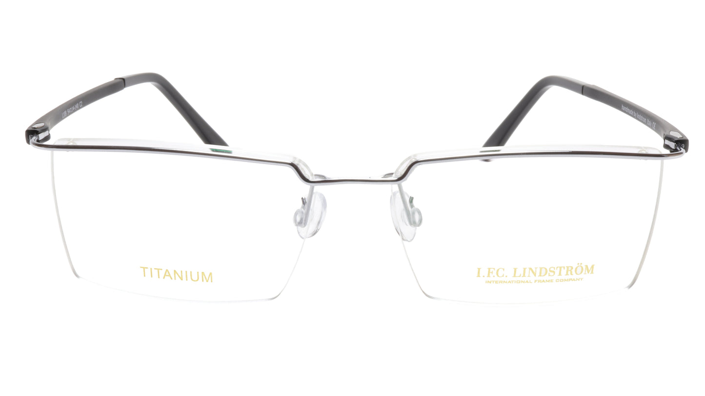 LINDSTROM L-108 C2 Eyeglasses Frame Titanium Silver Black Italy Made 54-14-140 - Frame Bay