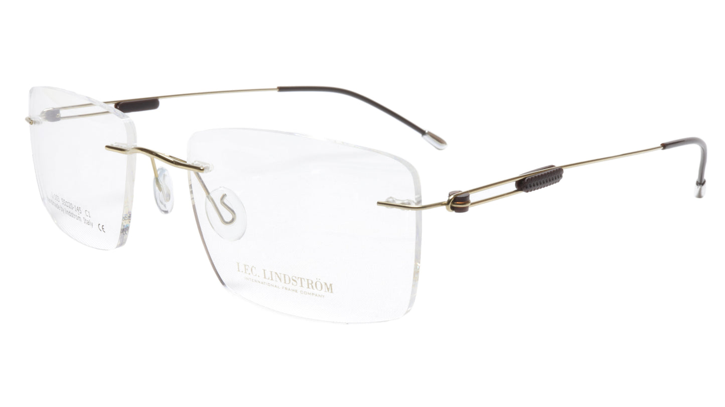 LINDSTROM L-103 C1 Eyeglasses Frame Metal Gold Black Italy Handmade 55-20-145 - Frame Bay