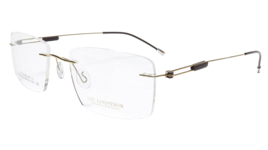 LINDSTROM L-103 C1 Eyeglasses Frame Metal Gold Black Italy Handmade 55-20-145 - Frame Bay
