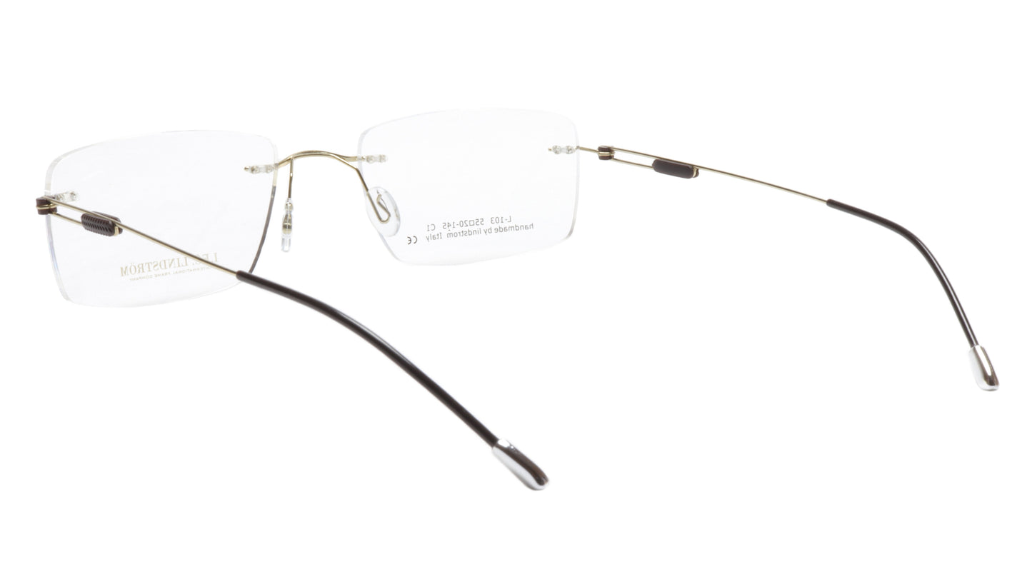 LINDSTROM L-103 C1 Eyeglasses Frame Metal Gold Black Italy Handmade 55-20-145 - Frame Bay