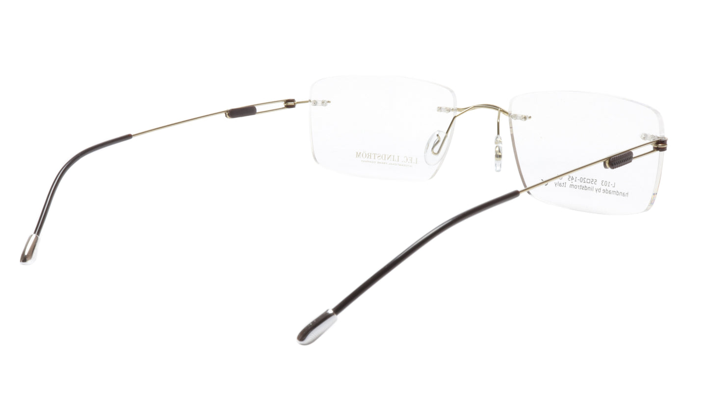 LINDSTROM L-103 C1 Eyeglasses Frame Metal Gold Black Italy Handmade 55-20-145 - Frame Bay