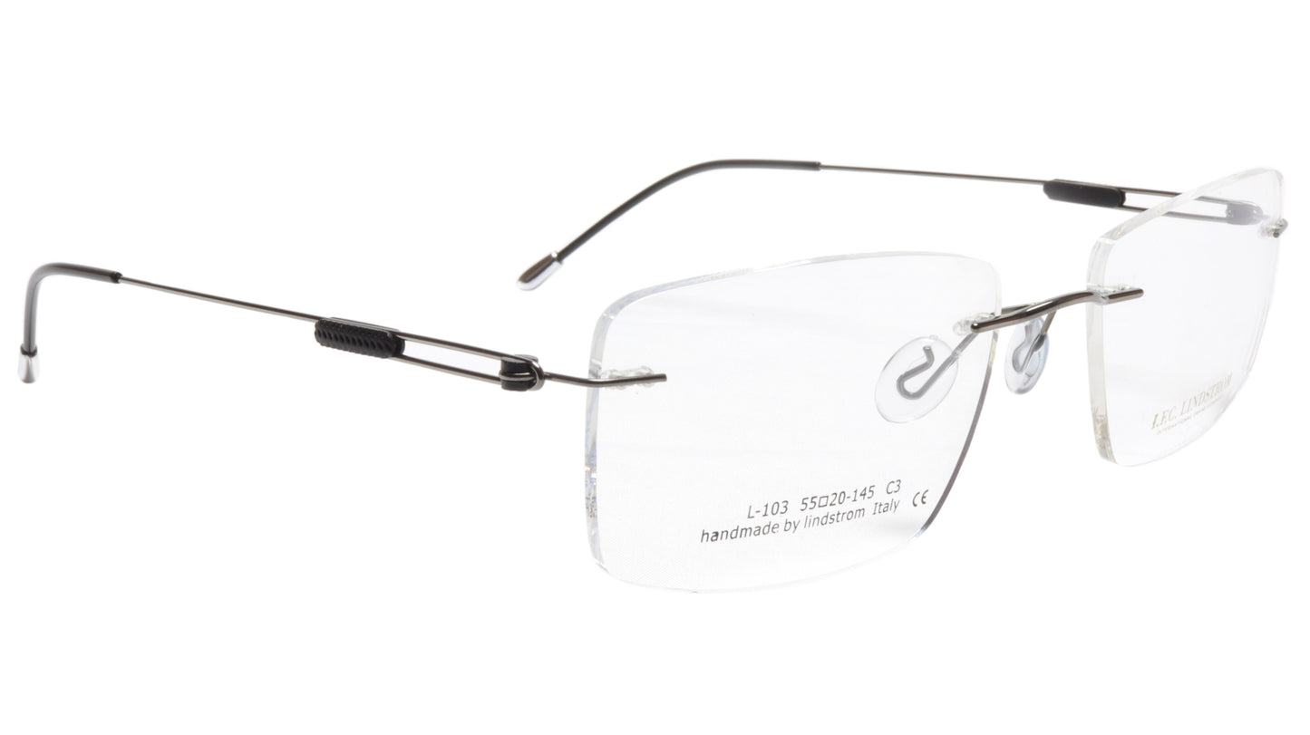 LINDSTROM L-103 C3 Eyeglasses Frame Metal Gunmetal Black Italy Made 55-20-145 - Frame Bay