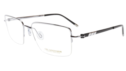 LINDSTROM L-101 C2 Eyeglasses Frame Metal Silver Black Italy Made 56-19-143 - Frame Bay