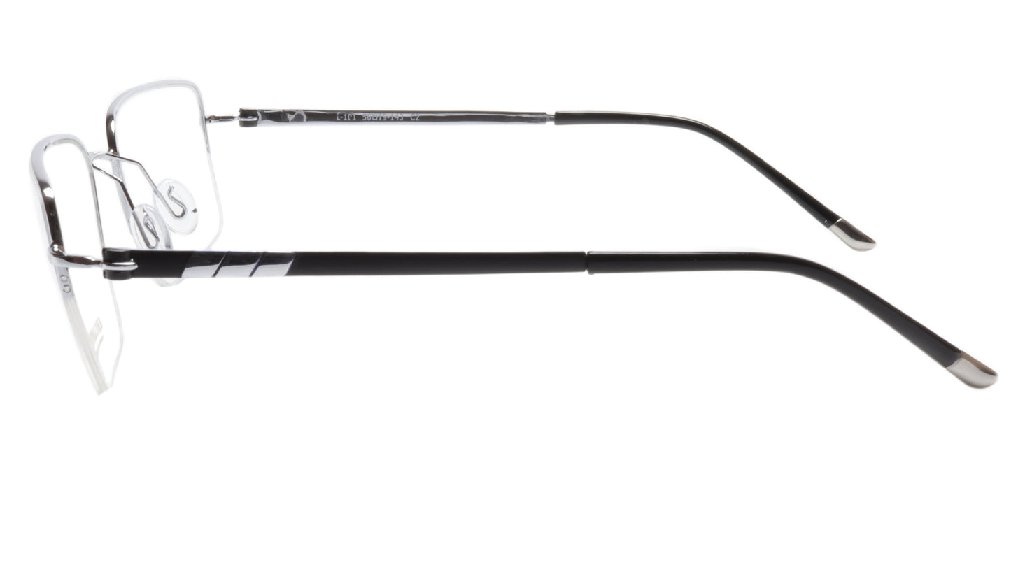 LINDSTROM L-101 C2 Eyeglasses Frame Metal Silver Black Italy Made 56-19-143 - Frame Bay