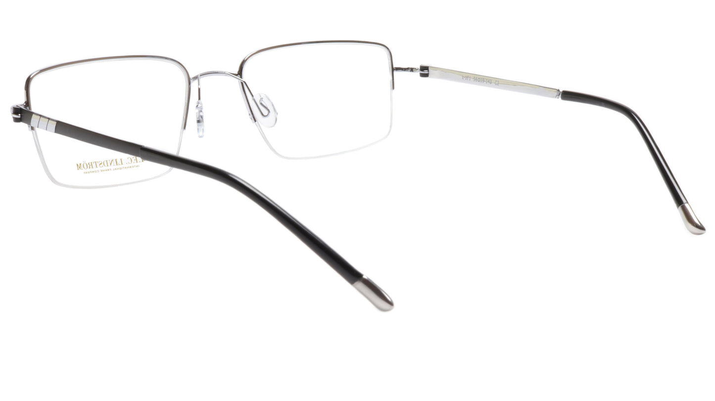 LINDSTROM L-101 C2 Eyeglasses Frame Metal Silver Black Italy Made 56-19-143 - Frame Bay