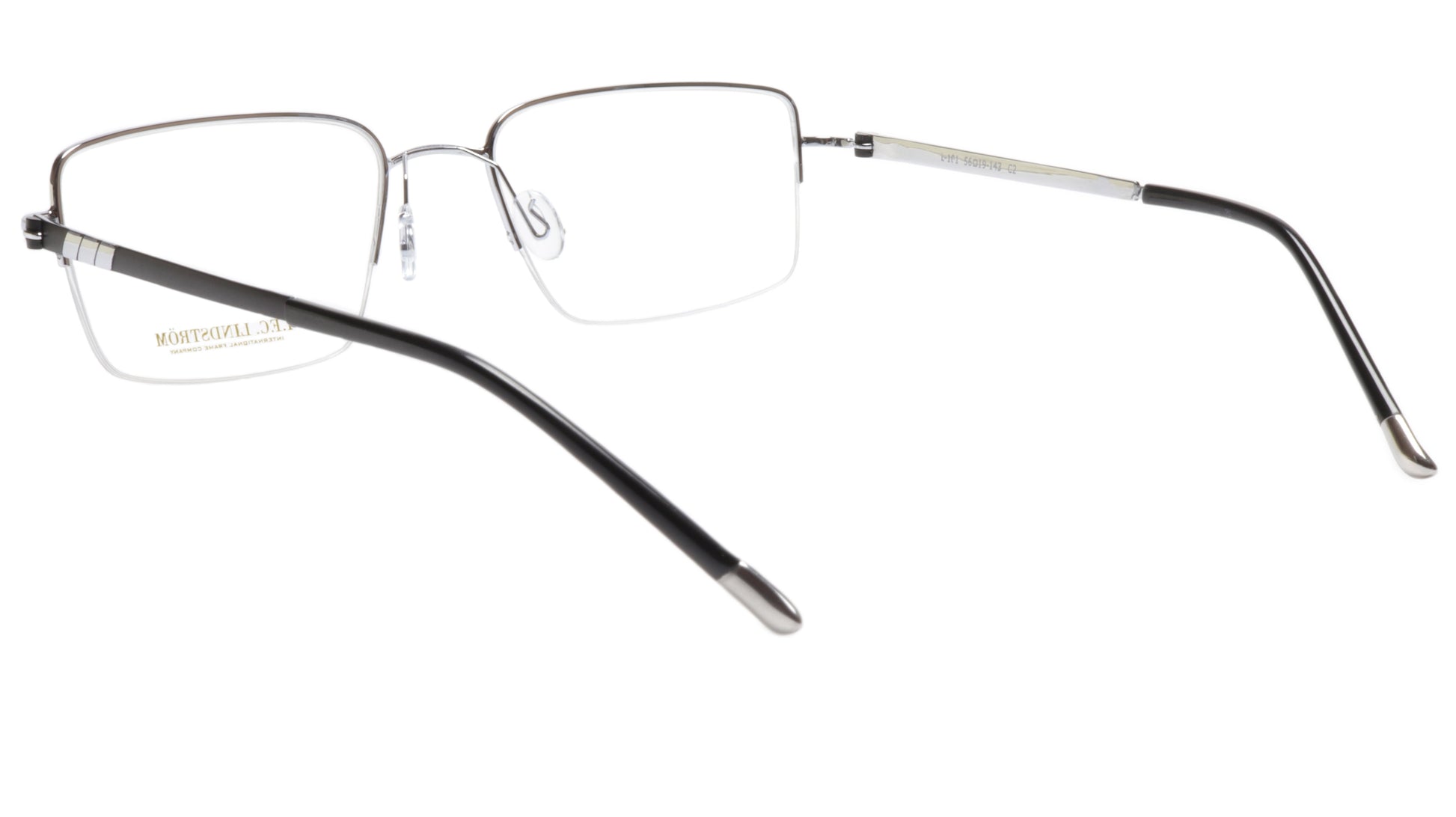 LINDSTROM L-101 C2 Eyeglasses Frame Metal Silver Black Italy Made 56-19-143 - Frame Bay