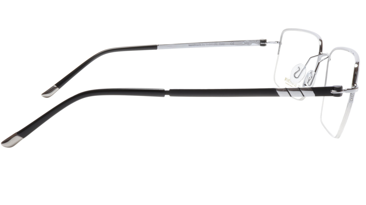 LINDSTROM L-101 C2 Eyeglasses Frame Metal Silver Black Italy Made 56-19-143 - Frame Bay