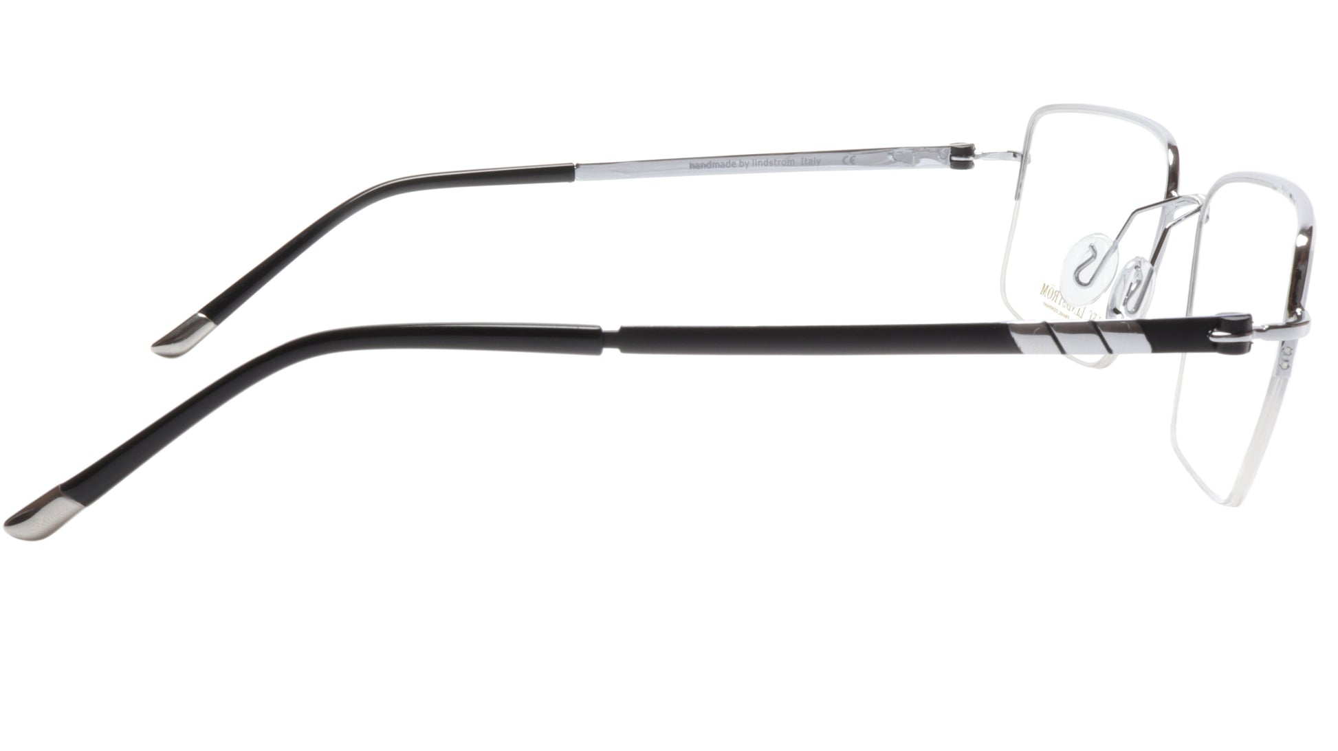 LINDSTROM L-101 C2 Eyeglasses Frame Metal Silver Black Italy Made 56-19-143 - Frame Bay
