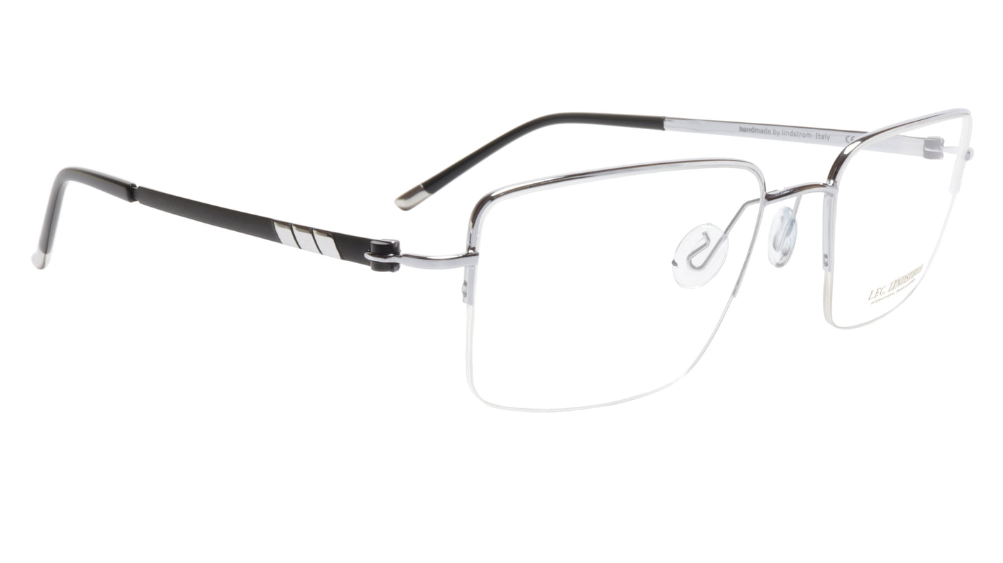 LINDSTROM L-101 C2 Eyeglasses Frame Metal Silver Black Italy Made 56-19-143 - Frame Bay