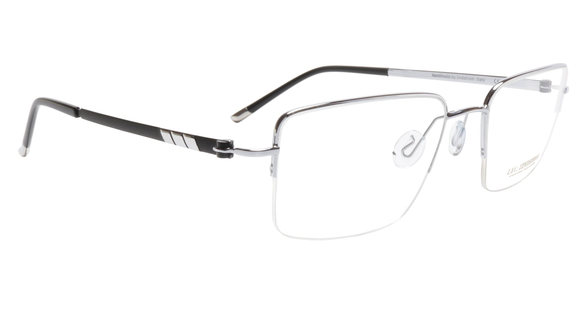 LINDSTROM L-101 C2 Eyeglasses Frame Metal Silver Black Italy Made 56-19-143 - Frame Bay