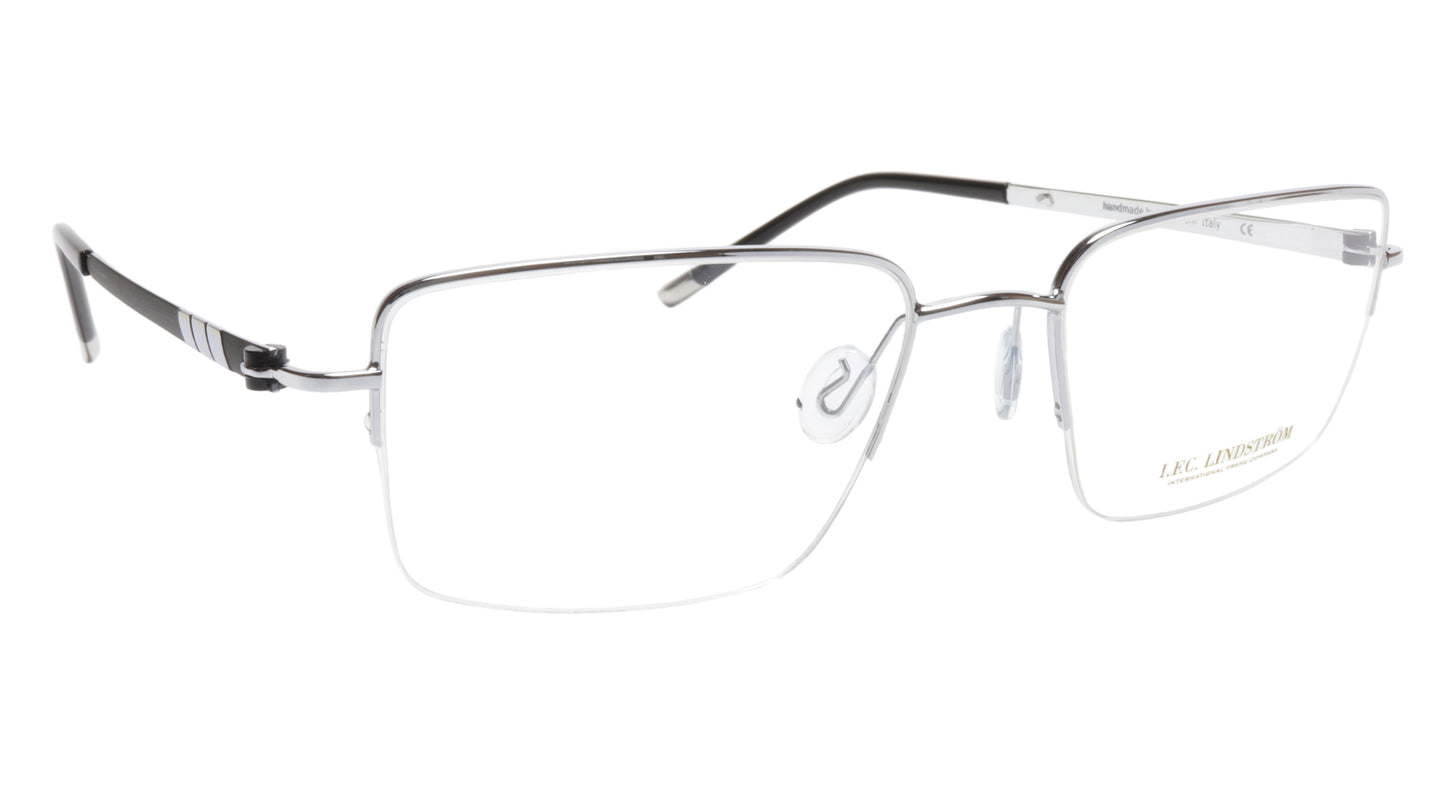 LINDSTROM L-101 C2 Eyeglasses Frame Metal Silver Black Italy Made 56-19-143 - Frame Bay