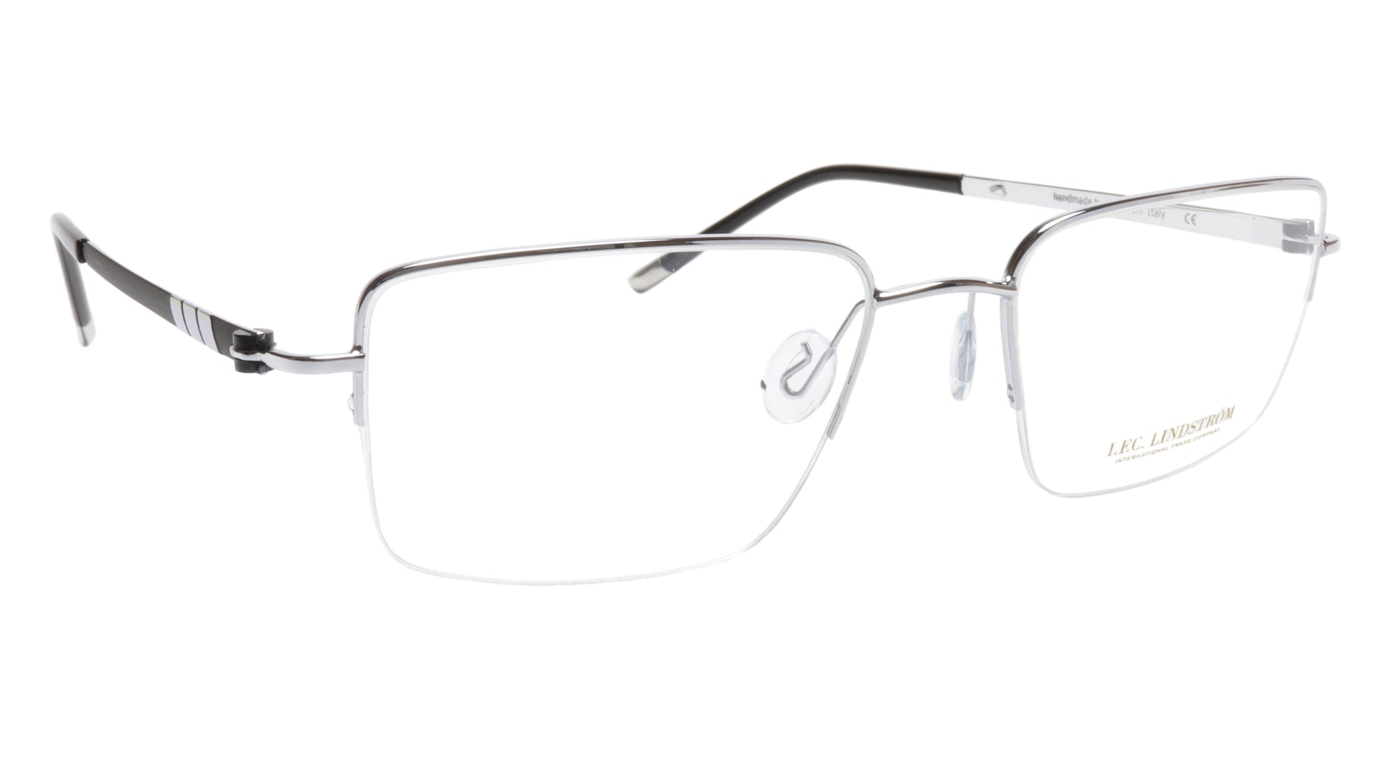 LINDSTROM L-101 C2 Eyeglasses Frame Metal Silver Black Italy Made 56-19-143 - Frame Bay