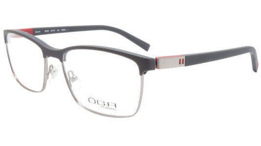 OGA Morel Eyeglasses Frame 82730 GR040 Acetate Matt Black Gunmetal Red France - Frame Bay