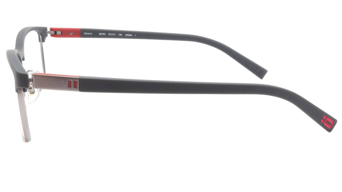 OGA Morel Eyeglasses Frame 82730 GR040 Acetate Matt Black Gunmetal Red France - Frame Bay
