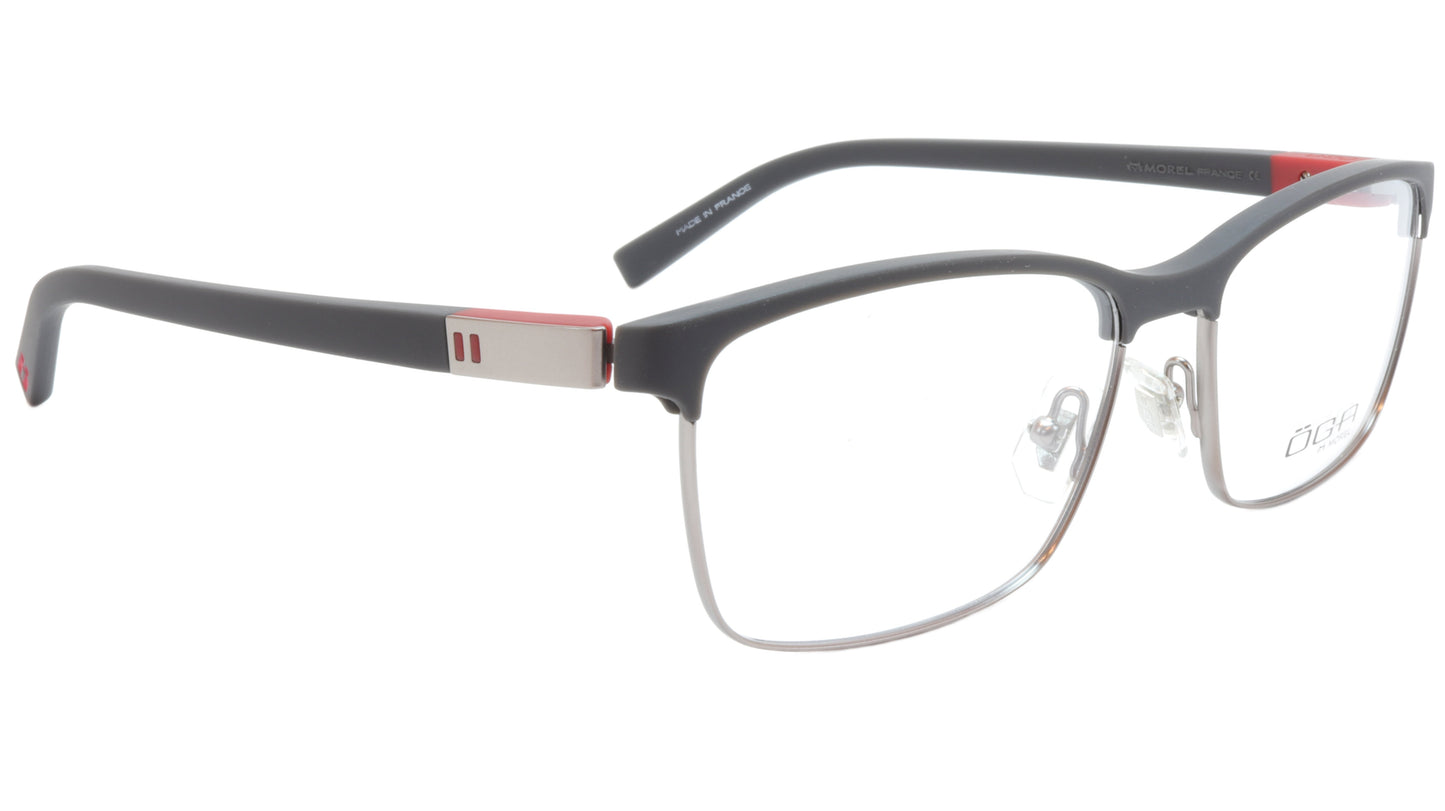 OGA Morel Eyeglasses Frame 82730 GR040 Acetate Matt Black Gunmetal Red France - Frame Bay