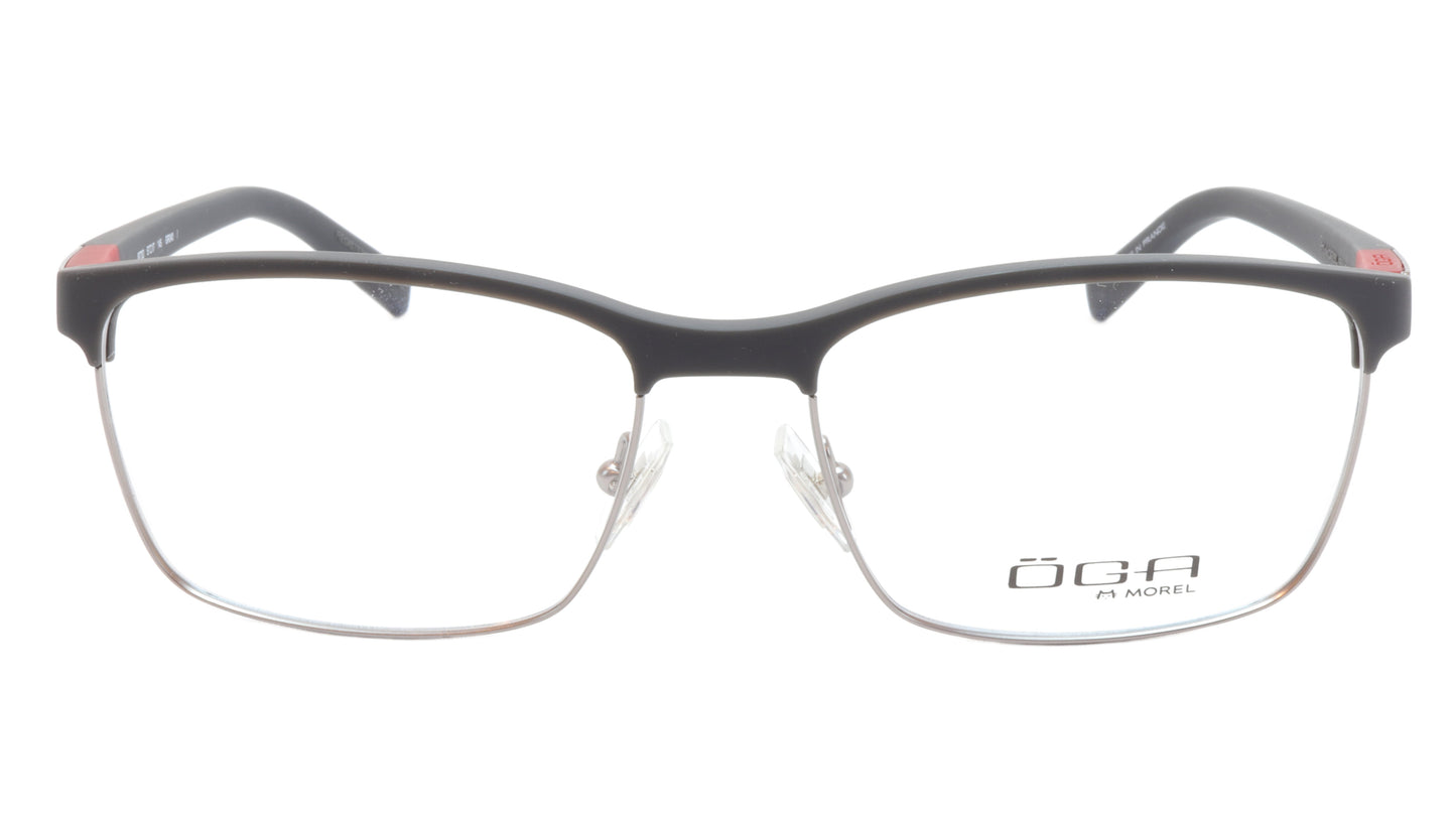 OGA Morel Eyeglasses Frame 82730 GR040 Acetate Matt Black Gunmetal Red France - Frame Bay