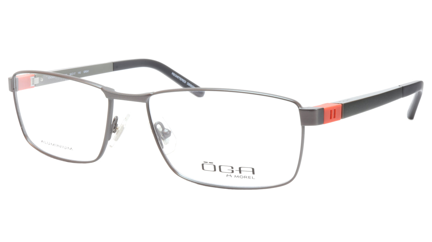OGA Morel Eyeglasses Frame 81730 GR041 Metal Acetate Black Silver Orange France - Frame Bay