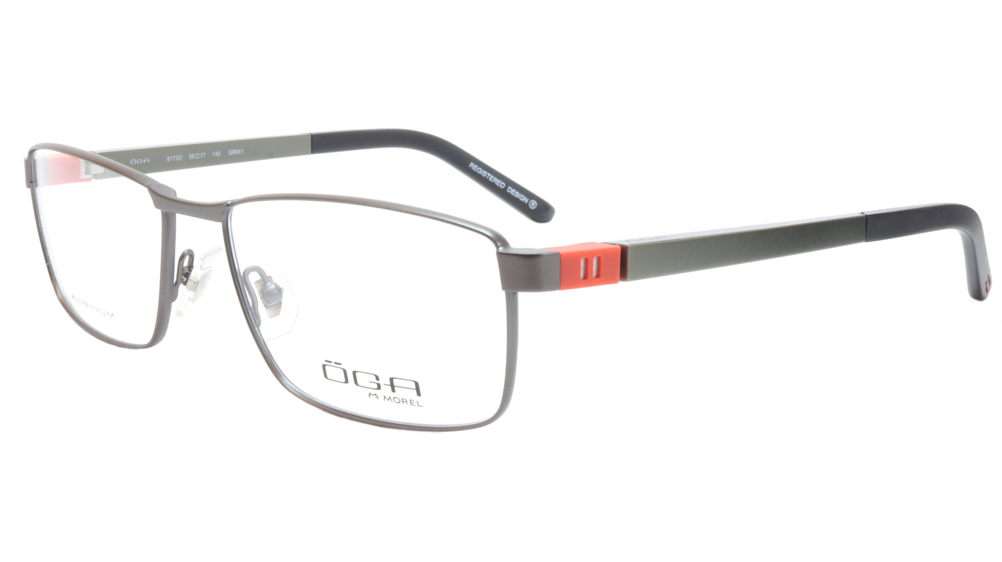 OGA Morel Eyeglasses Frame 81730 GR041 Metal Acetate Black Silver Orange France - Frame Bay