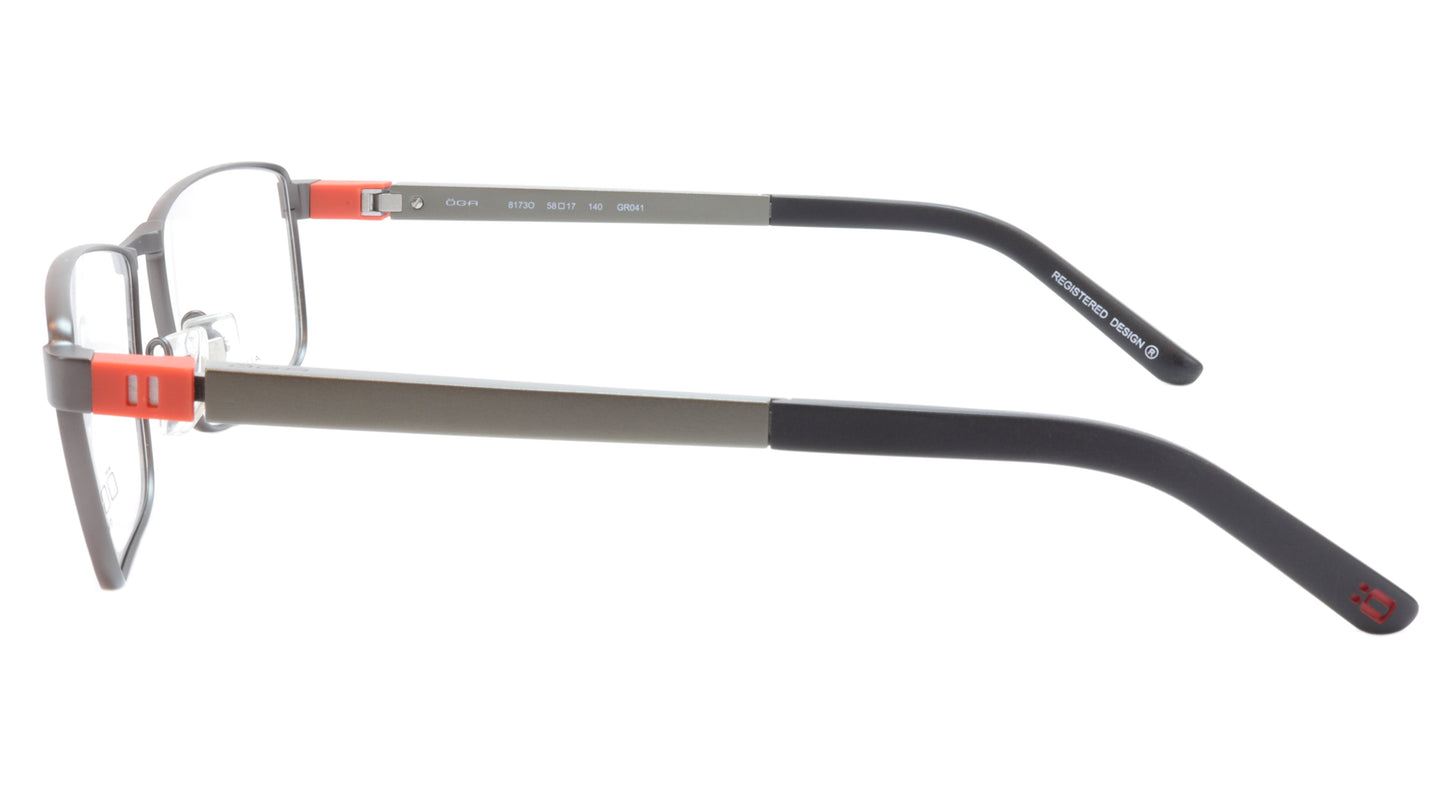 OGA Morel Eyeglasses Frame 81730 GR041 Metal Acetate Black Silver Orange France - Frame Bay
